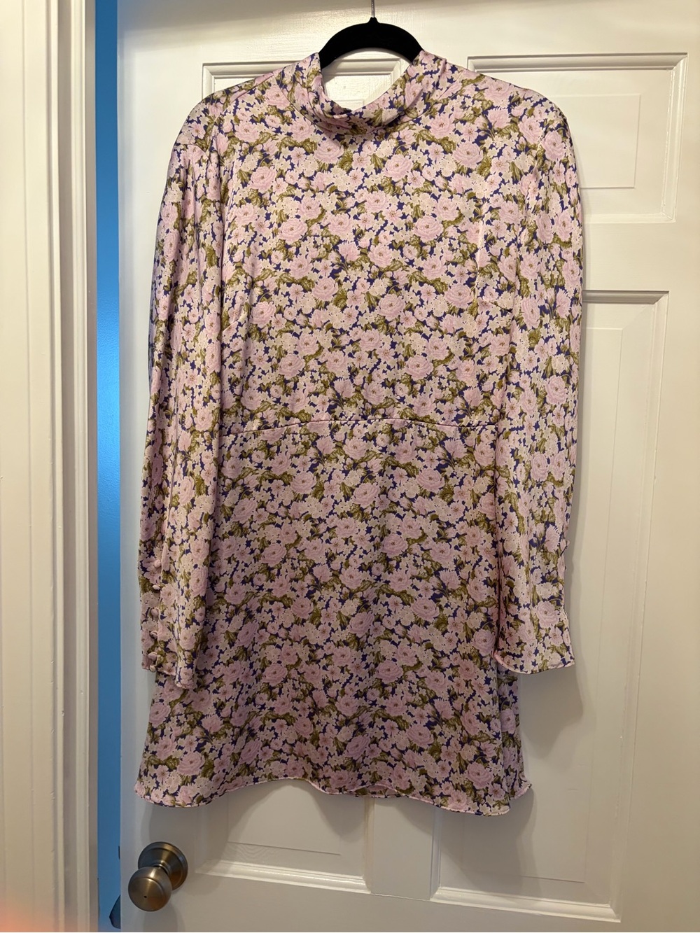 Floral Mock-Neck Long Sleeve Dress